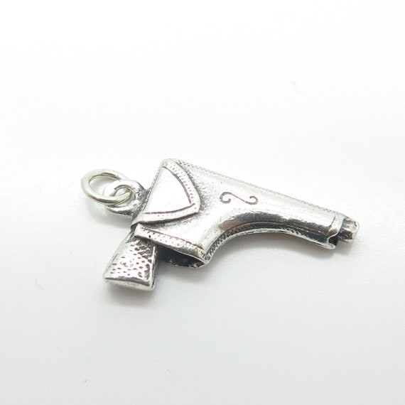 925 Sterling Silver Vintage Gun 3D Charm Pendant - image 5