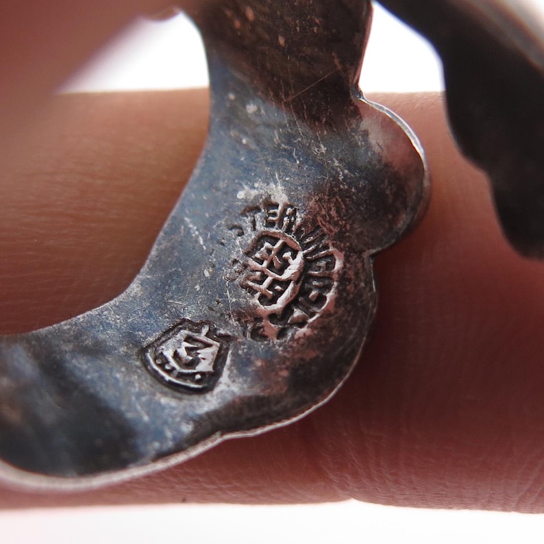 925 Sterling Silver Vintage Mexico Angel Wings Adjustable Oxidized Ring Size 9 image 7