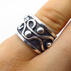 925 Sterling Silver Vintage Swirl and Bead Band Ring Size 4 3/4