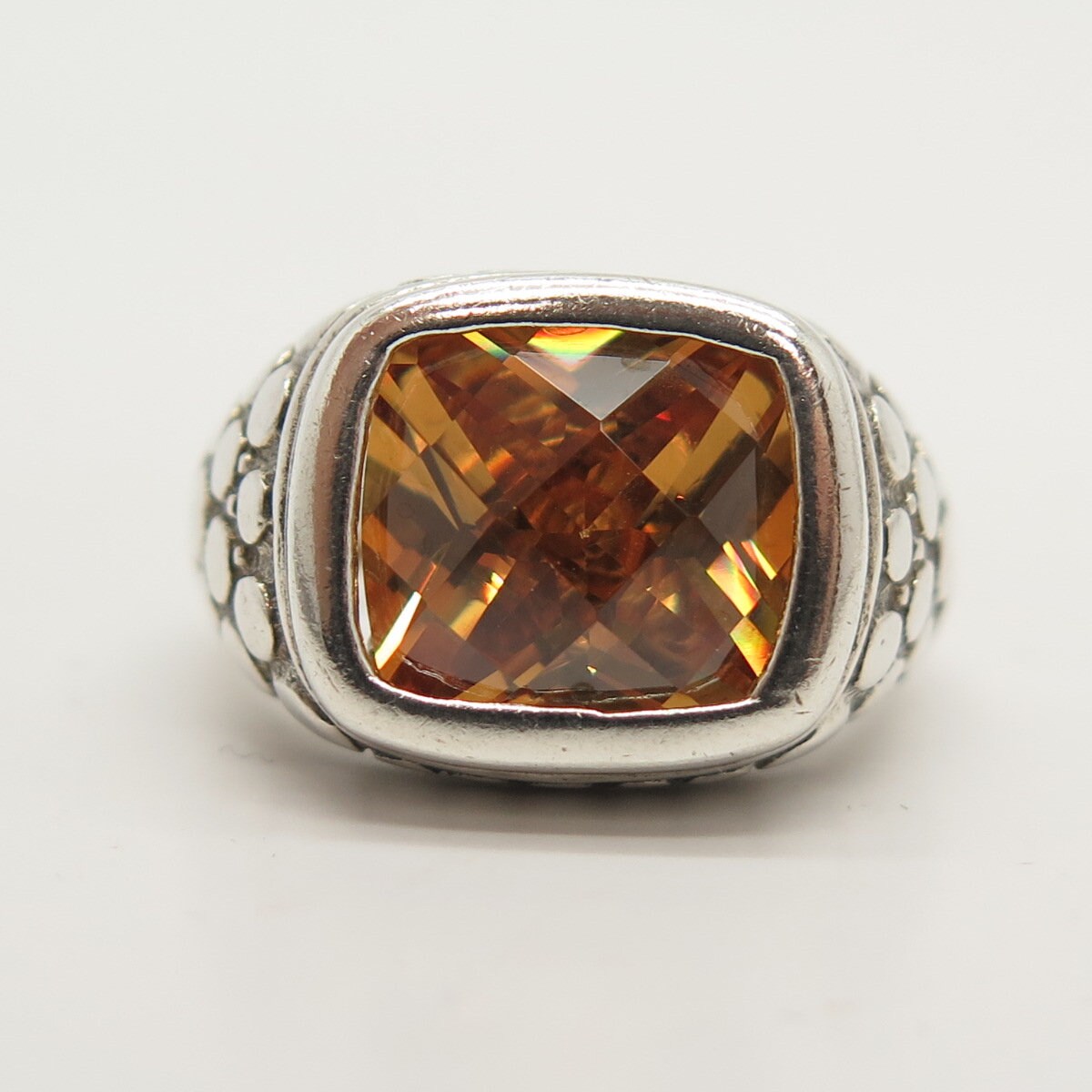 925 Sterling Silver Vintage Cognac-tone C Z Ring Size 8 - Etsy
