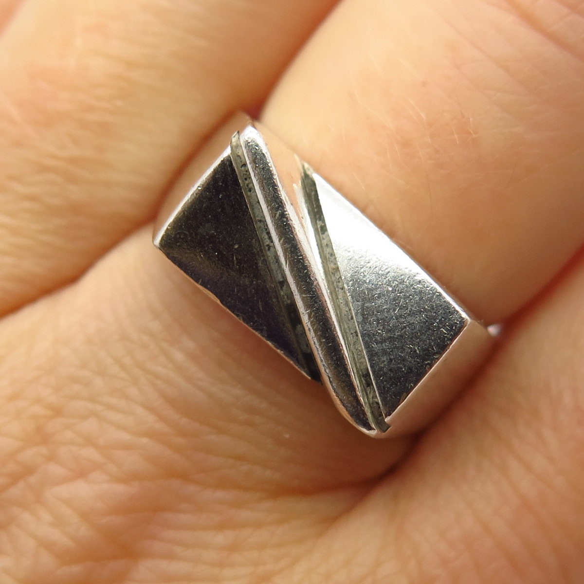 925 Sterling Silver Vintage Mexico Modernist Design Ring