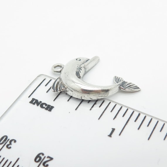 925 Sterling Silver Vintage Friendly Dolphin Pend… - image 2