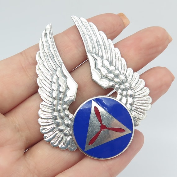 GEMSCO Sterling Silver Antique WWII Enamel Civil Air Patrol
