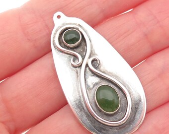 Stanley Bain Navajo Old Pawn Sterling Silver Vintage Southwestern Jade Pendant