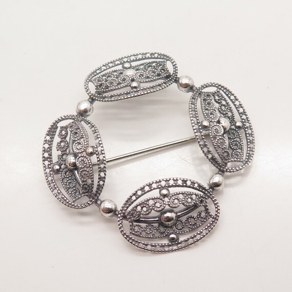 925 Sterling Silver Vintage BEAU Ethnic Pin Brooch - image 5