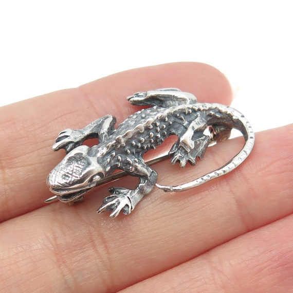 925 Sterling Silver Vintage Mexico Lizard Pin Broo