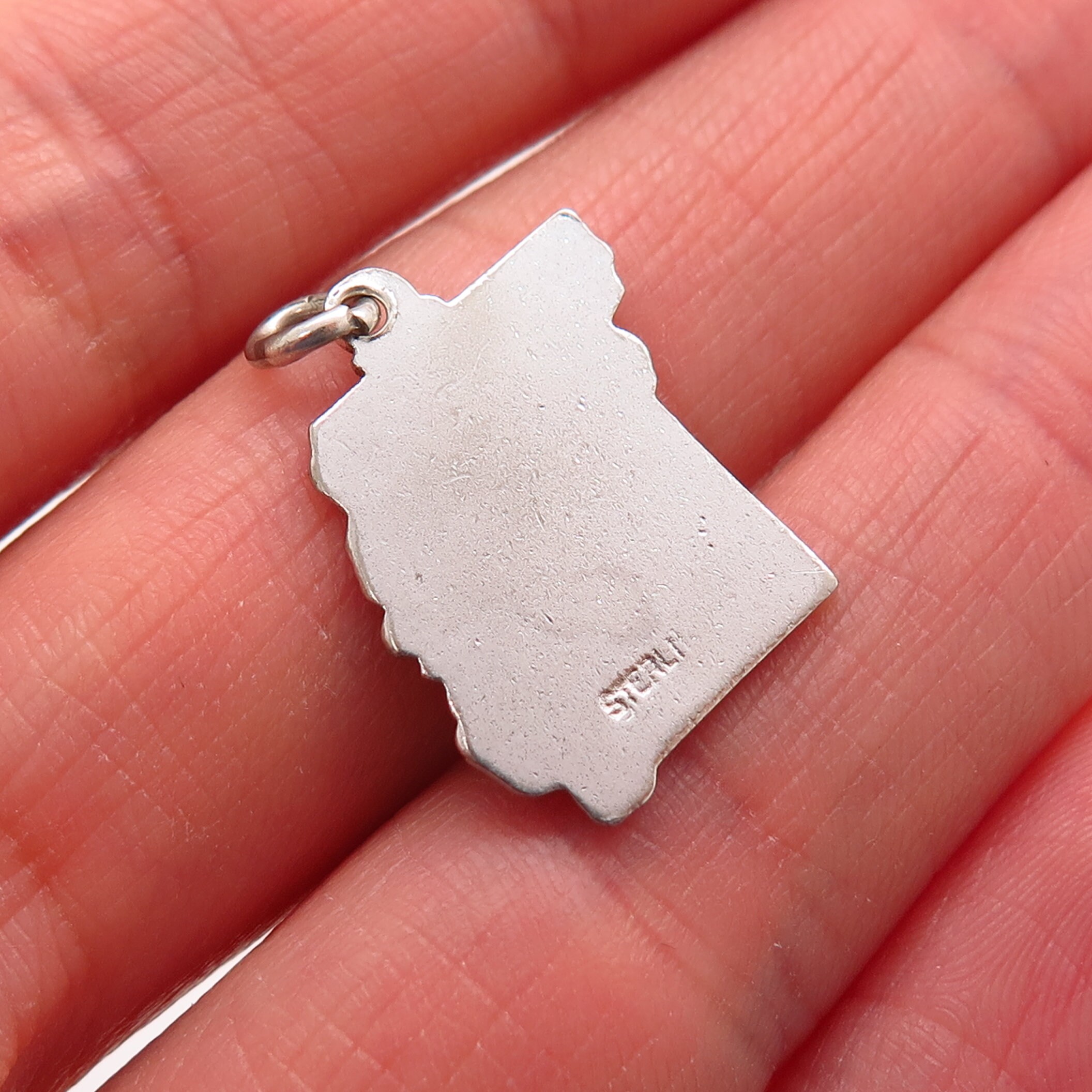 925 Sterling Silver Vintage Enamel Missouri State Map Charm Etsy