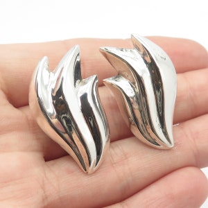 925 Sterling Silver Vintage Ribbed Clip On Earrings
