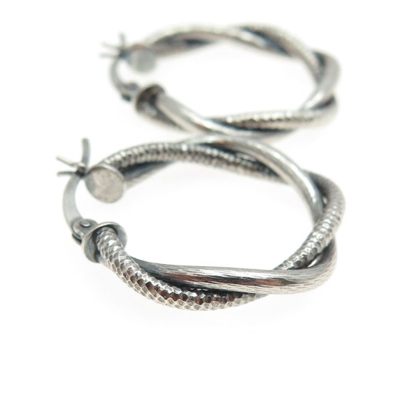 925 Sterling Silver Vintage Woven Multi-Row Hoop … - image 5