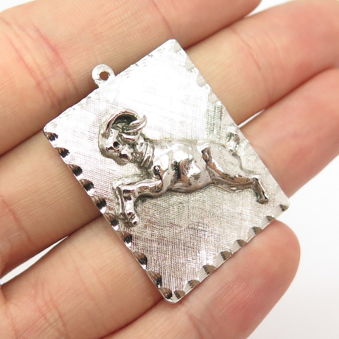 925 Sterling Silver Vintage Aries Zodiac Sign Pendant - Etsy