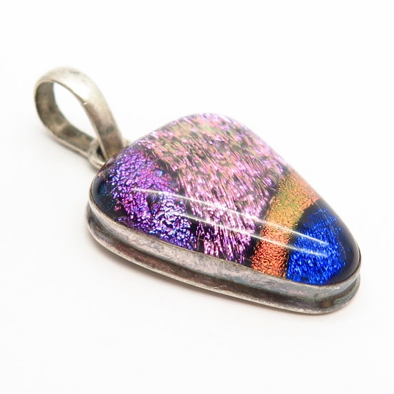 925 Sterling Silver Real Dichroic Glass Pendant - image 3