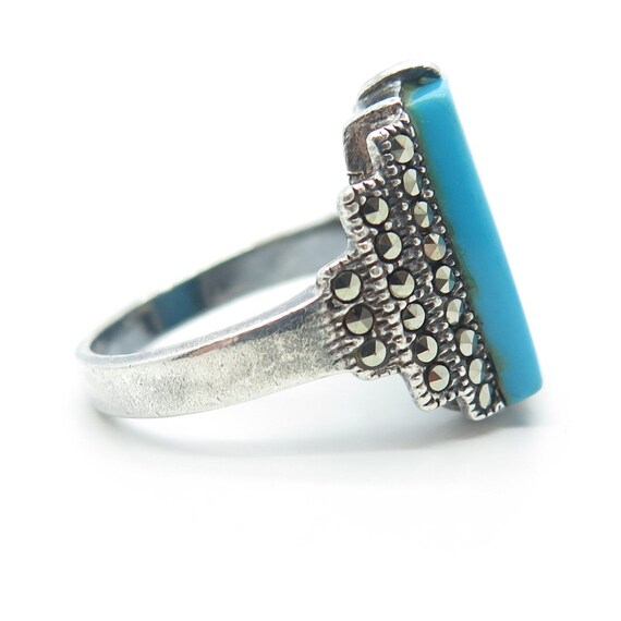 925 Sterling Silver Vintage Faux Turquoise and Ma… - image 4