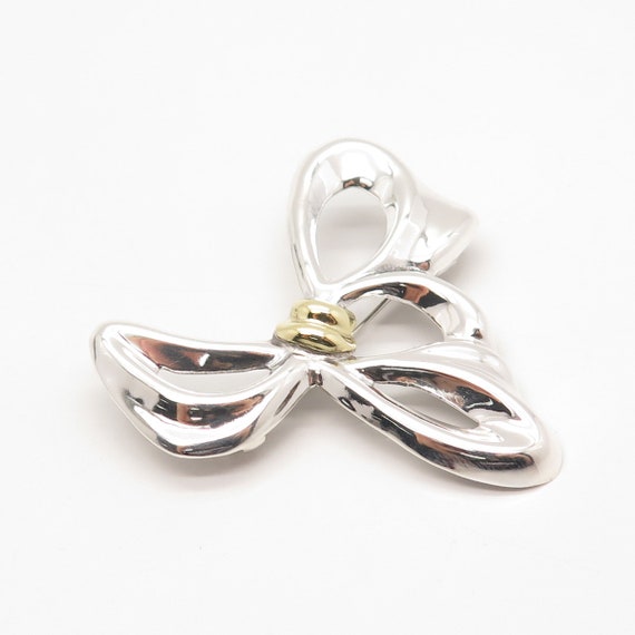925 Sterling Silver 2-Tone Vintage Mexico Bow Pin… - image 3