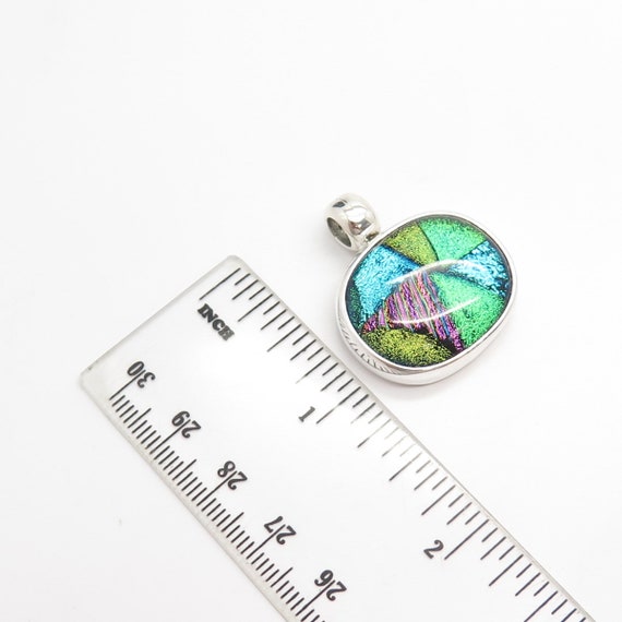 925 Sterling Silver Vintage Mexico Dichroic Glass… - image 3