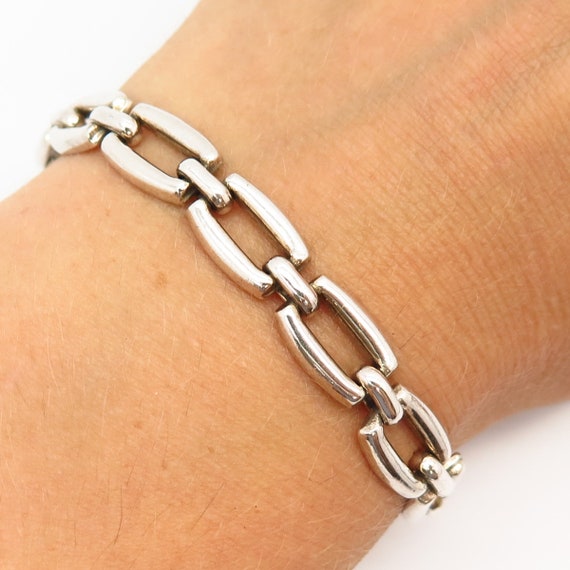 925 Sterling Silver Vintage Mexico Gate Link Bracelet 6.5