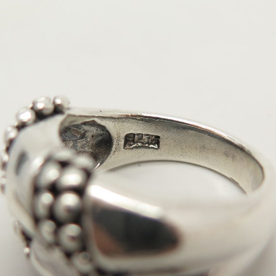 925 Sterling Silver Vintage Bead Design Ring Size… - image 7