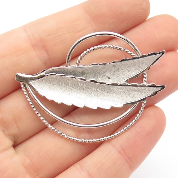 925 Sterling Silver Vintage Bond Boyd Etched Leaf… - image 1