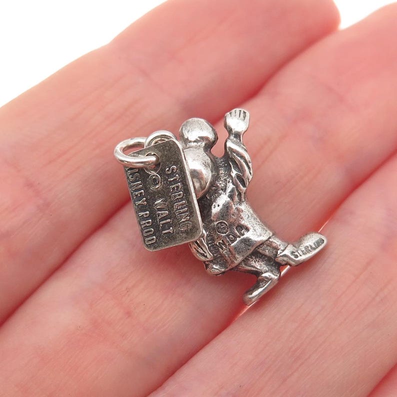 Walt Disney 925 Sterling Silver Vintage Mickey Mouse Oxidized 3D Charm Pendant image 2