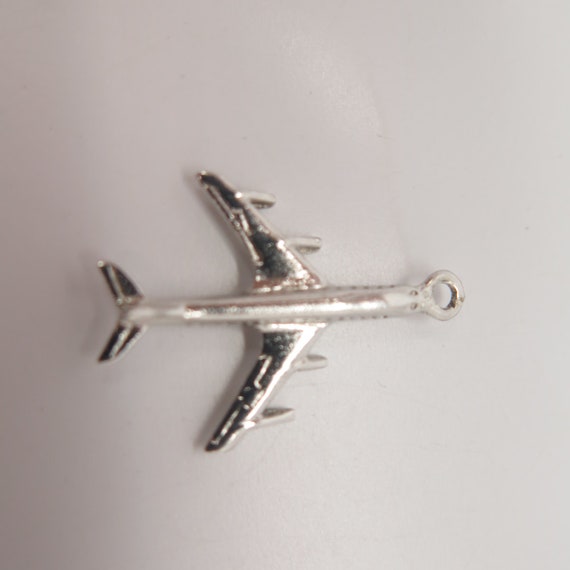 925 Sterling Silver Vintage Airplane Pendant - image 4