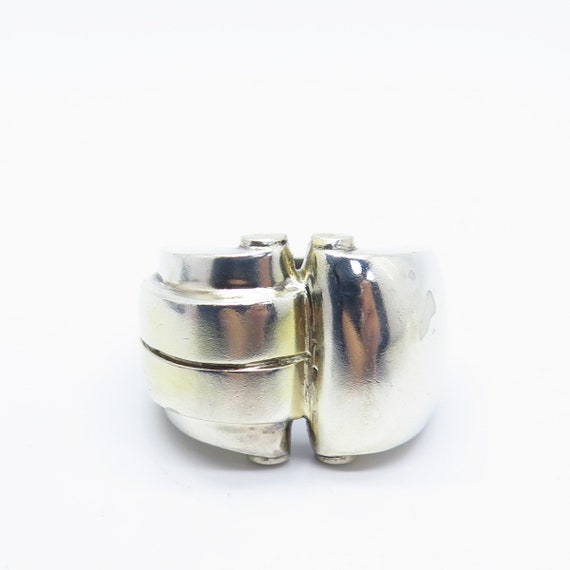 925 Sterling Silver Vintage Modernist Wide Ring S… - image 3