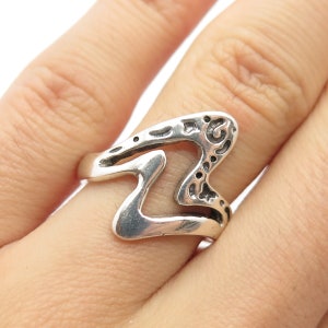 925 Sterling Silver Vintage Wavy Ring Size 6 3/4