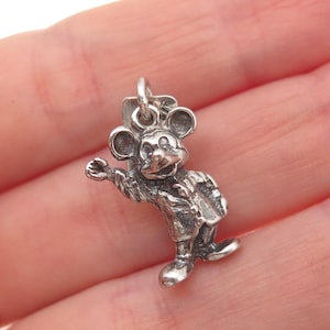 Walt Disney 925 Sterling Silver Vintage Mickey Mouse Oxidized 3D Charm Pendant image 1