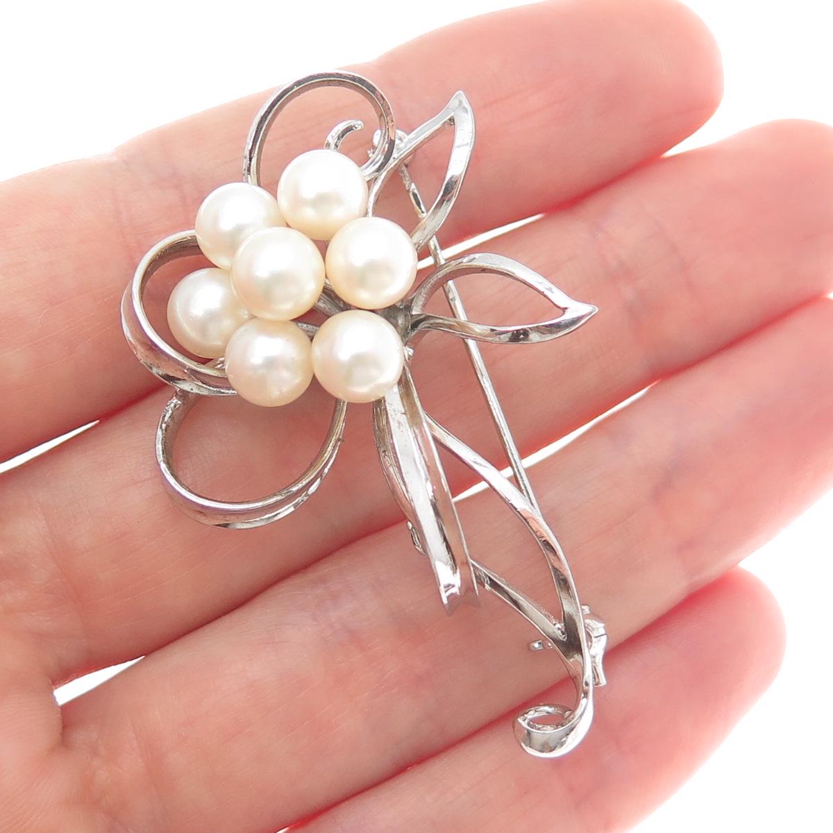 Silver Japanese Pearl Brooch - Etsy