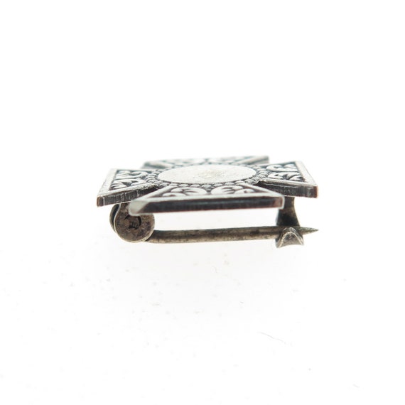 925 Sterling Silver Antique Art Deco Cross Pin Br… - image 6