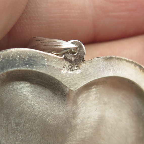 925 Sterling Silver Vintage Etched Heart Locket P… - image 8