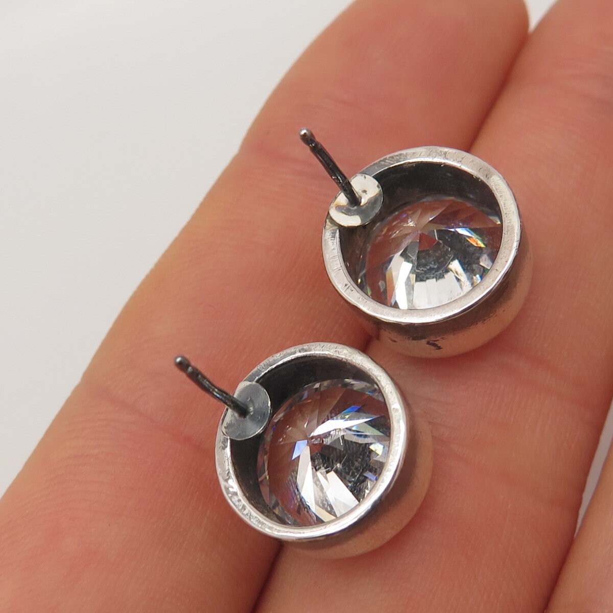 925 Sterling Silver C Z Round Stud Earrings - Etsy