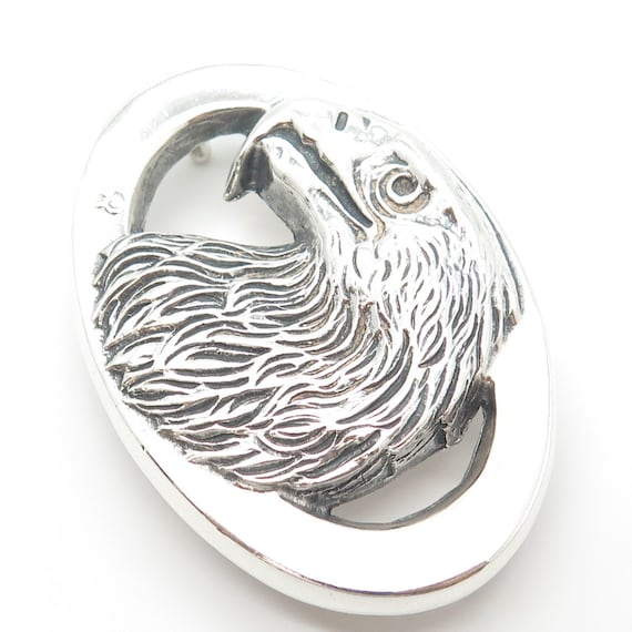925 Sterling Silver Vintage Eagle Bird Belt Buckle - image 6