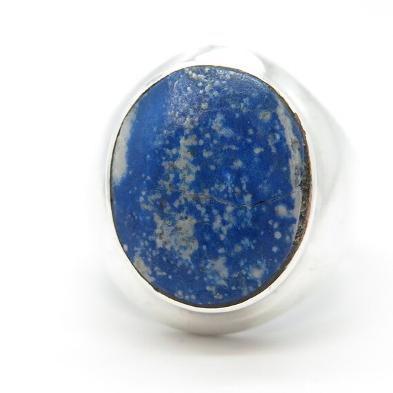 950 Silver Vintage Real Lapis Lazuli Gemstone Rin… - image 3