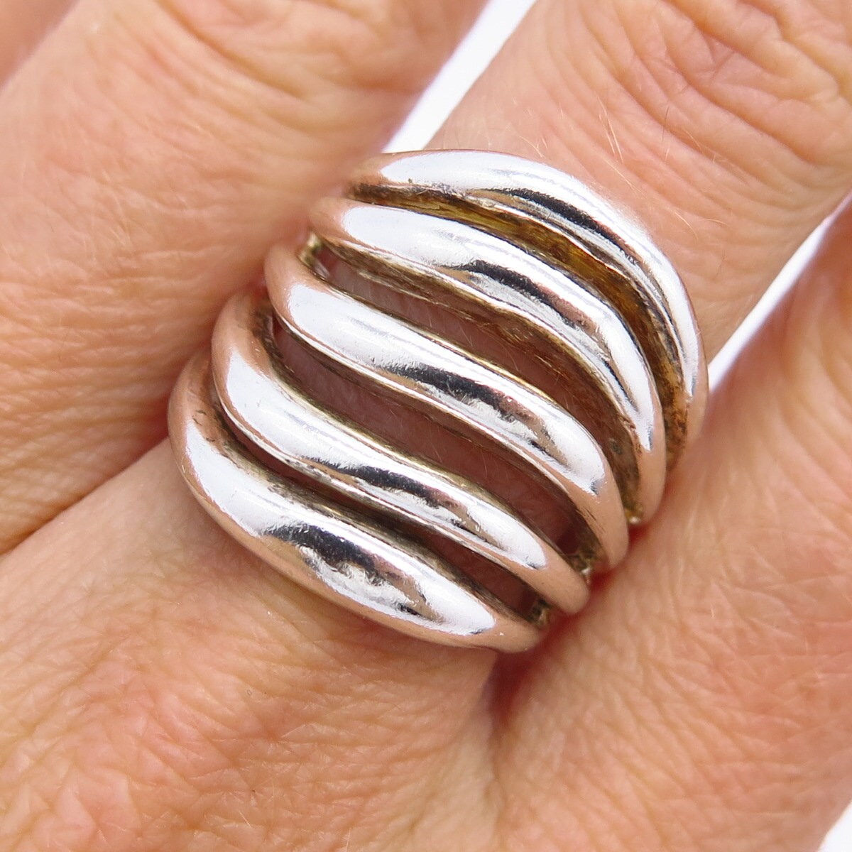 925 Sterling Silver Vintage Wide Wavy Multi-row Ring Size 8 - Etsy 925 Sterling Silver Vintage Wide Wavy Multi-row Ring Size 8 - Etsy