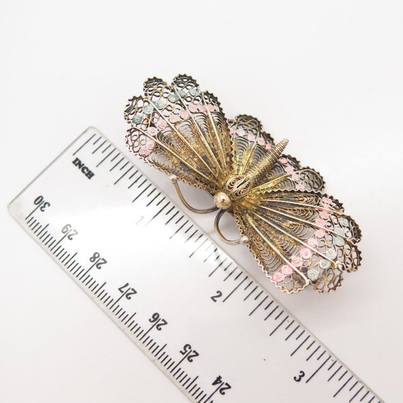 800 Silver Antique Colorful Enamel Butterfly Fili… - image 3