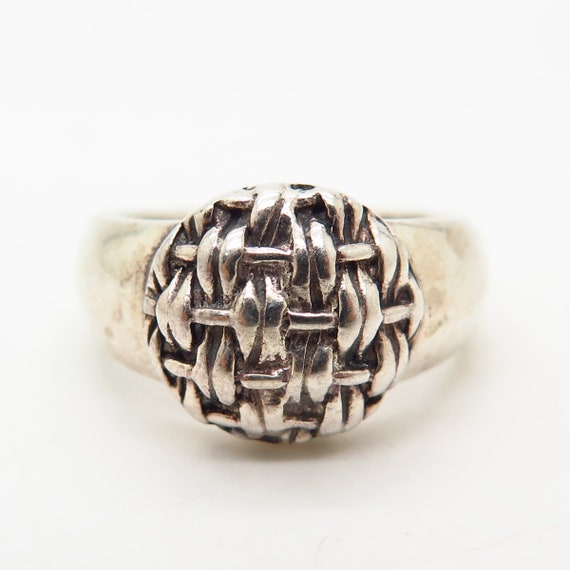 925 Sterling Silver Woven Design Round Ring Size 6 - image 2