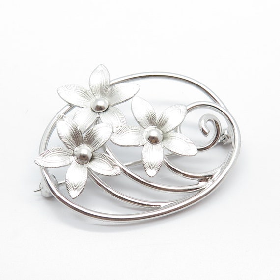 925 Sterling Silver Antique C. R. Co Floral Pin B… - image 4