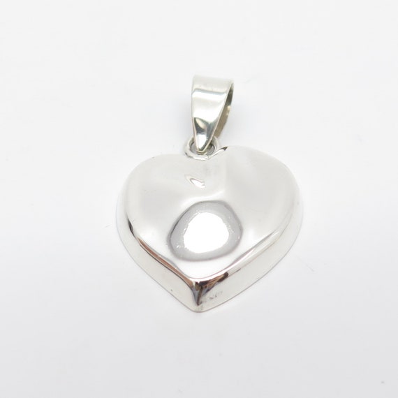 925 Sterling Silver Vintage Mexico Heart Pendant - image 4