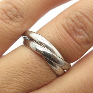 925 Sterling Silver Vintage Mexico Trinity Interlocked Ring Size 4.75