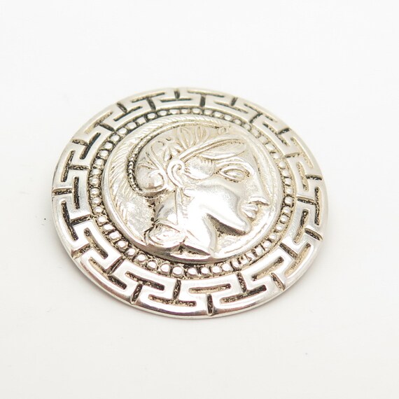 800 Silver Vintage Greek Theme Pin Brooch - image 5