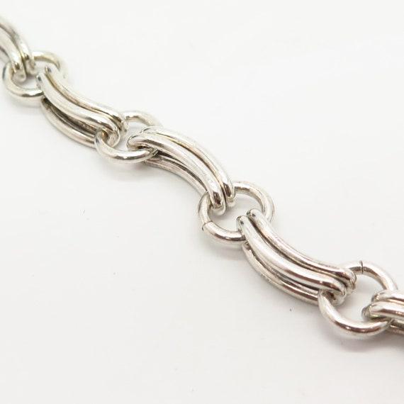 925 Sterling Silver Curved Design Fancy Link Brac… - image 4