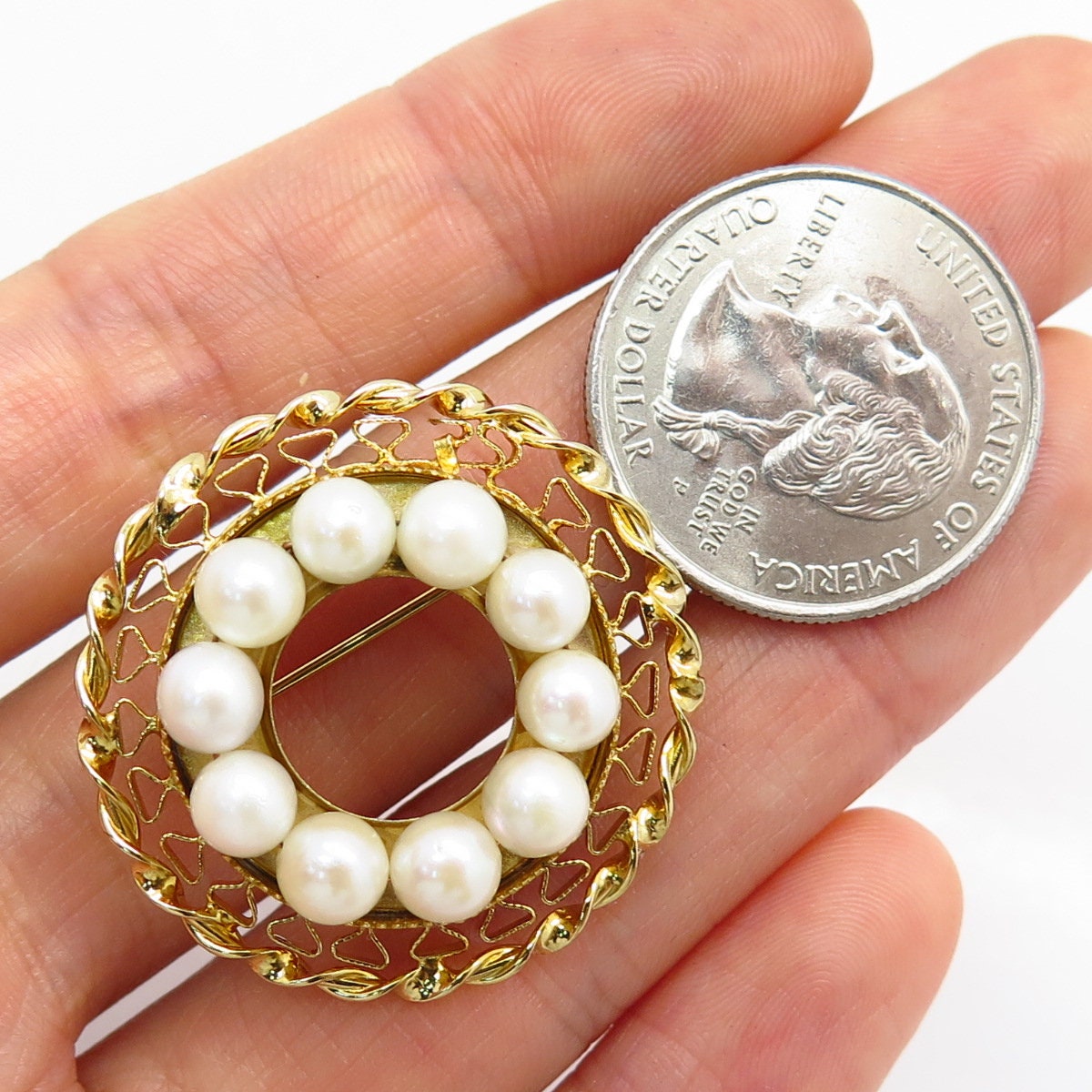 1/20 12K Gold Filled Vintage Catamore Real Pearl Twisted