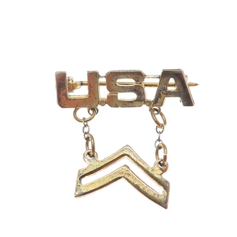 925 Sterling Silver Gold Plated Antique WWII US Army Corporal Pin ...
