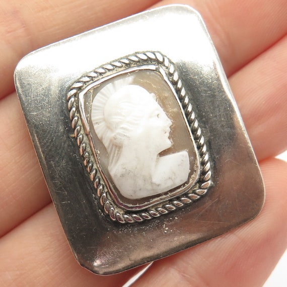 925 Sterling Silver Vintage MOP Cameo Victorian L… - image 2