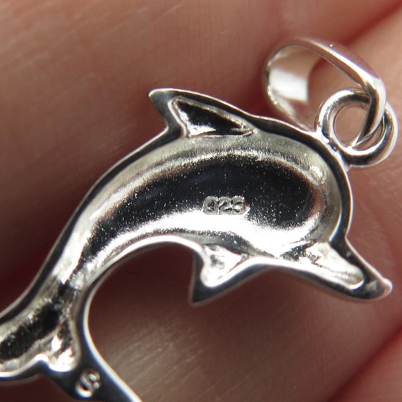 925 Sterling Silver Vintage Friendly Dolphin Char… - image 8