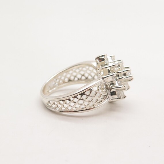 925 Sterling Silver Pave C Z Cage Ring Size 5 - image 5