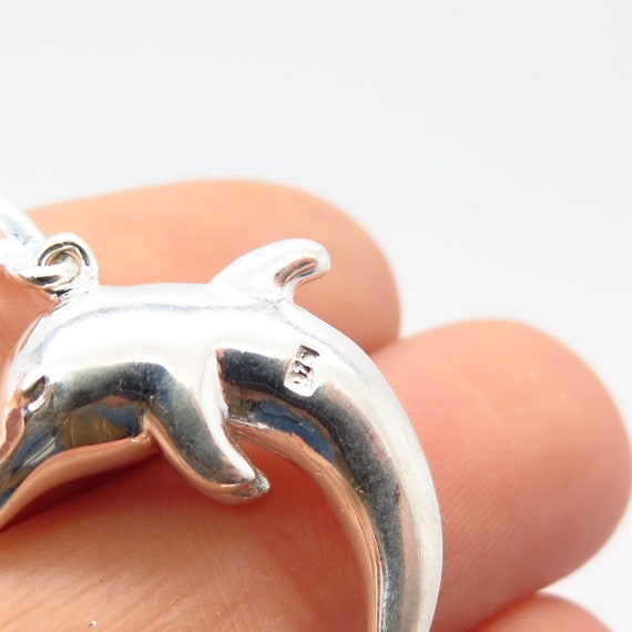 925 Sterling Silver Vintage Friendly Dolphin Desi… - image 3