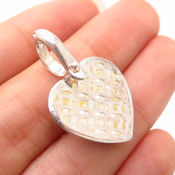 925 Sterling Silver Puffy Heart Design Pendant - image 2