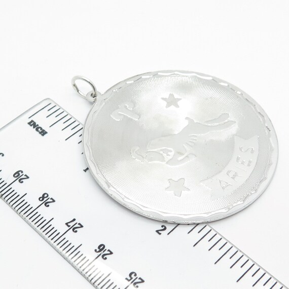 925 Sterling Silver Vintage Aries Zodiac Sign Round P… - Gem