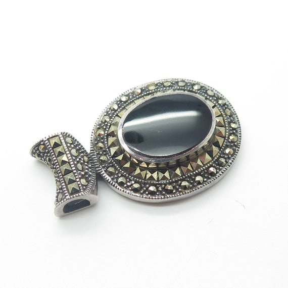 925 Sterling Silver Vintage Real Black Onyx and M… - image 7