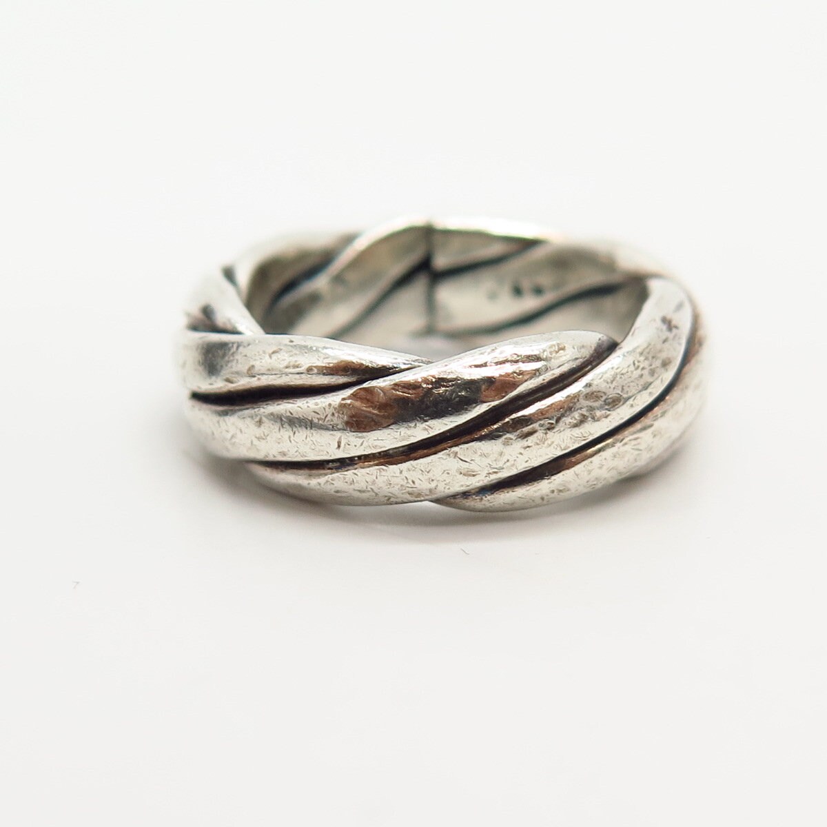 925 Sterling Silver Vintage Mexico Braiding Design Band Ring